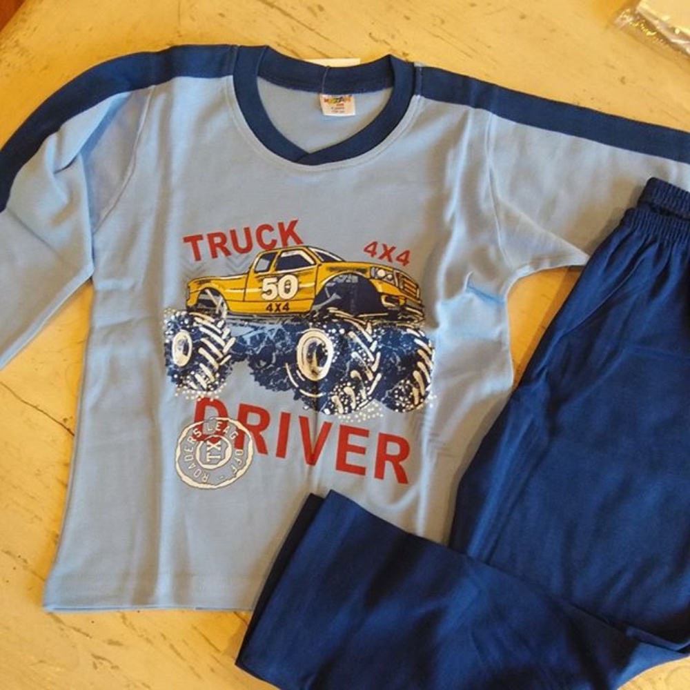 Boys Cotton pajama set truck tractor theme